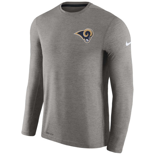Mens Los Angeles Rams Nike Charcoal Coaches Long Sleeve Performance T-Shirt