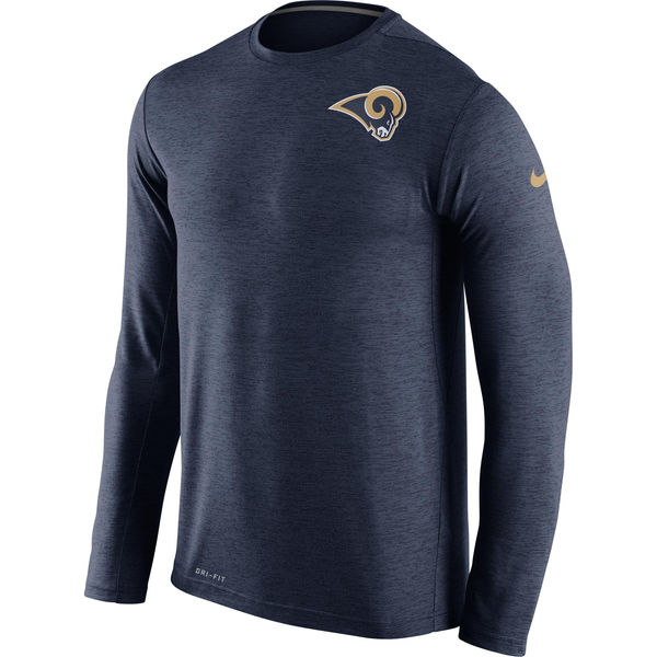 Mens Los Angeles Rams Nike Navy Dri-FIT Touch Long Sleeve Performance T-Shirt