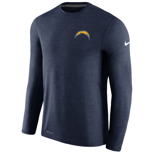 Mens San Diego Chargers Nike Navy Coaches Long Sleeve Performance T-Shirt