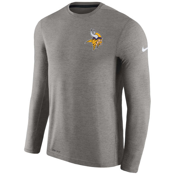 Mens Minnesota Vikings Nike Charcoal Coaches Long Sleeve Performance T-Shirt