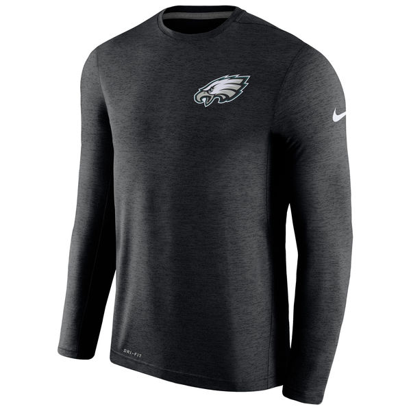 Mens Philadelphia Eagles Nike Black Coaches Long Sleeve Performance T-Shirt
