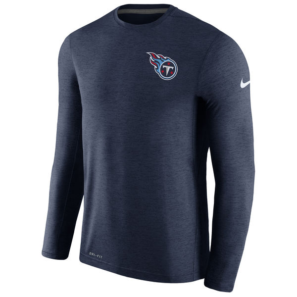 Mens Tennessee Titans Nike Navy Coaches Long Sleeve Performance T-Shirt