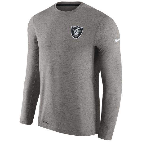 Mens Oakland Raiders Nike Charcoal Coaches Long Sleeve Performance T-Shirt