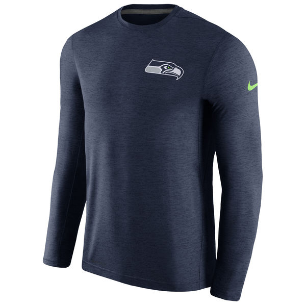 Mens Seattle Seahawks Nike College Navy Coaches Long Sleeve Performance T-Shirt