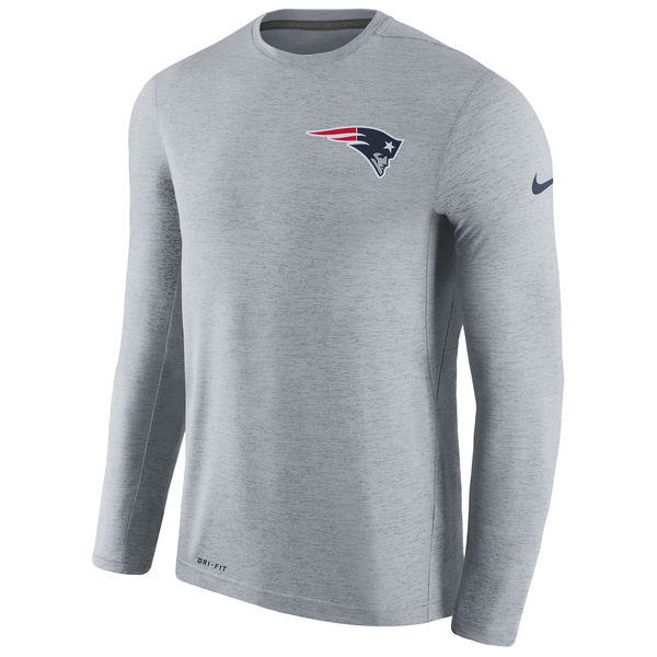 Mens New England Patriots Nike Gray Coaches Long Sleeve Performance T-Shirt