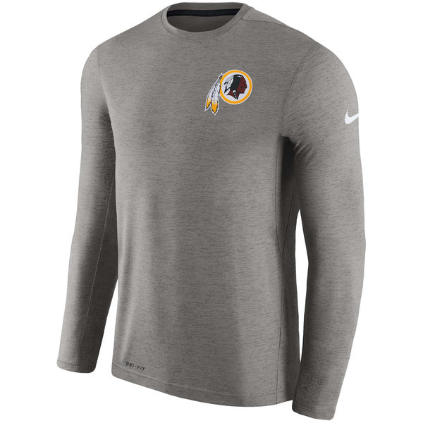 Mens Washington Redskins Nike Charcoal Coaches Long Sleeve Performance T-Shirt