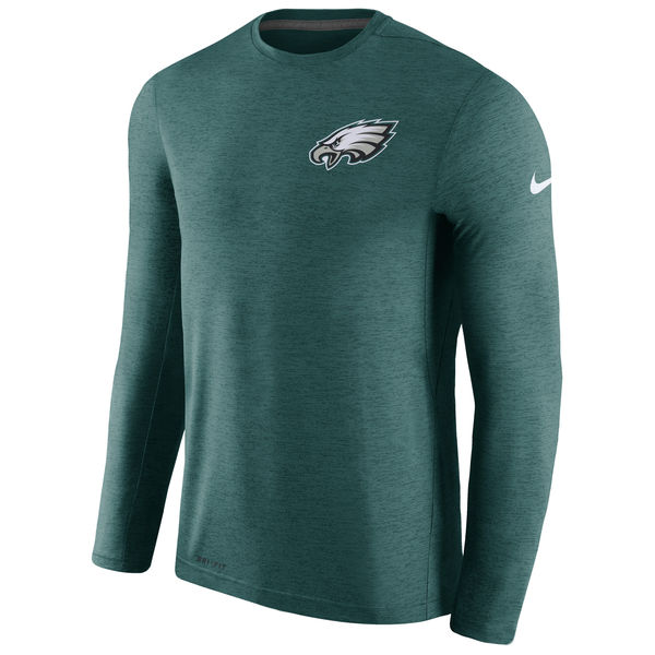 Mens Philadelphia Eagles Nike Midnight Green Coaches Long Sleeve Performance T-Shirt