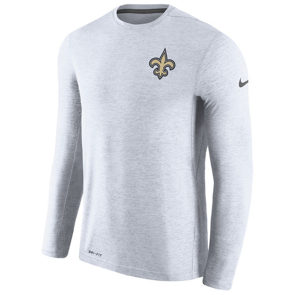 Mens New Orleans Saints Nike White Coaches Long Sleeve Performance T-Shirt