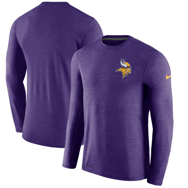 Mens Minnesota Vikings Nike Purple Coaches Long Sleeve Performance T-Shirt