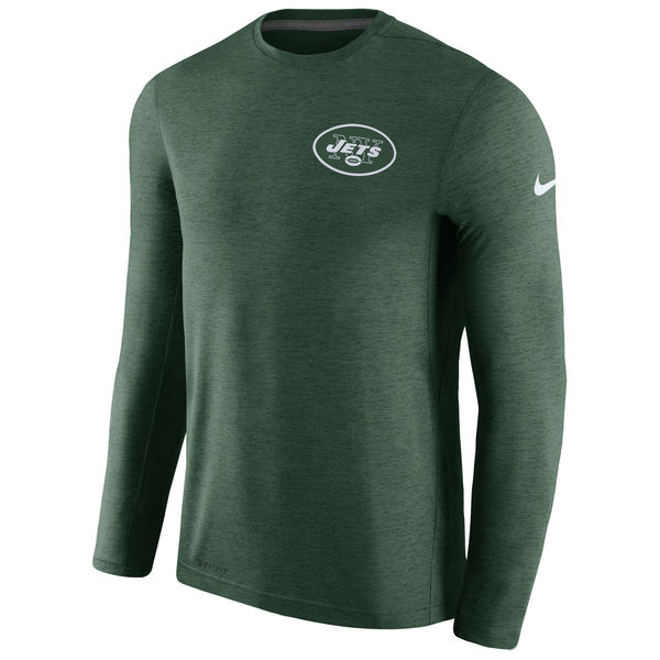 Mens New York Jets Nike Green Coaches Long Sleeve Performance T-Shirt