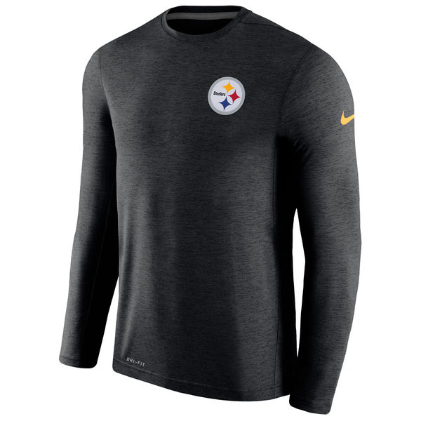 Mens Pittsburgh Steelers Nike Black Coaches Long Sleeve Performance T-Shirt
