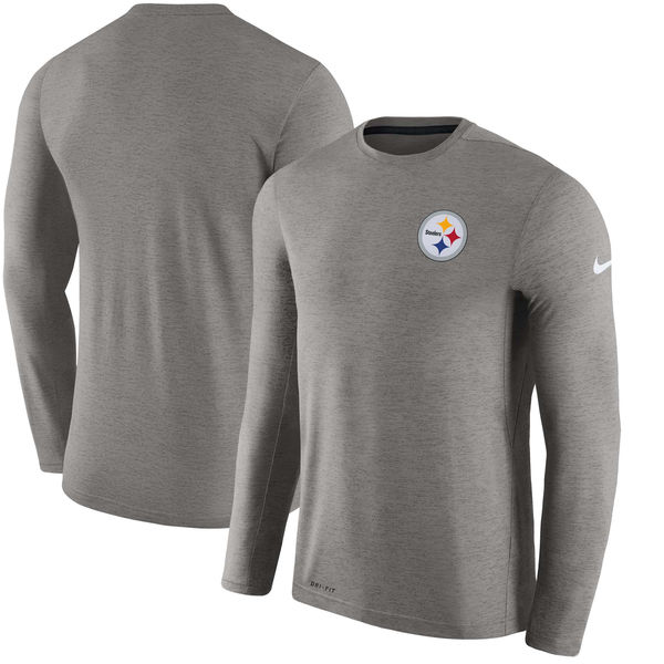 Mens Pittsburgh Steelers Nike Charcoal Coaches Long Sleeve Performance T-Shirt
