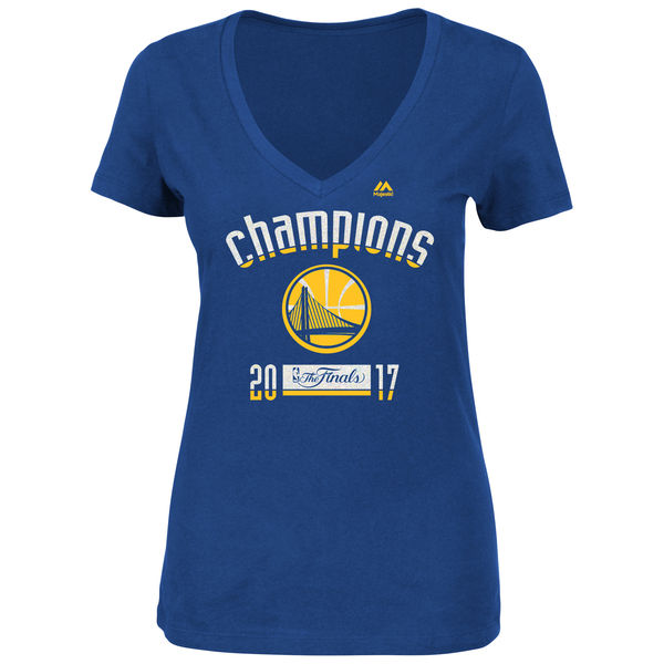 Golden State Warriors Majestic Womens 2017 NBA Finals Champions Uncanny T-Shirt - Royal