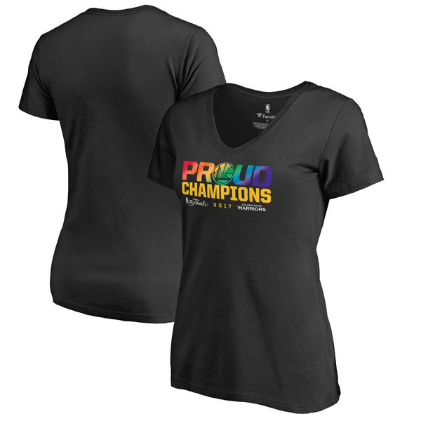 Golden State Warriors Fanatics Branded Womens 2017 NBA Finals Champions Proud V-Neck T-Shirt - Black