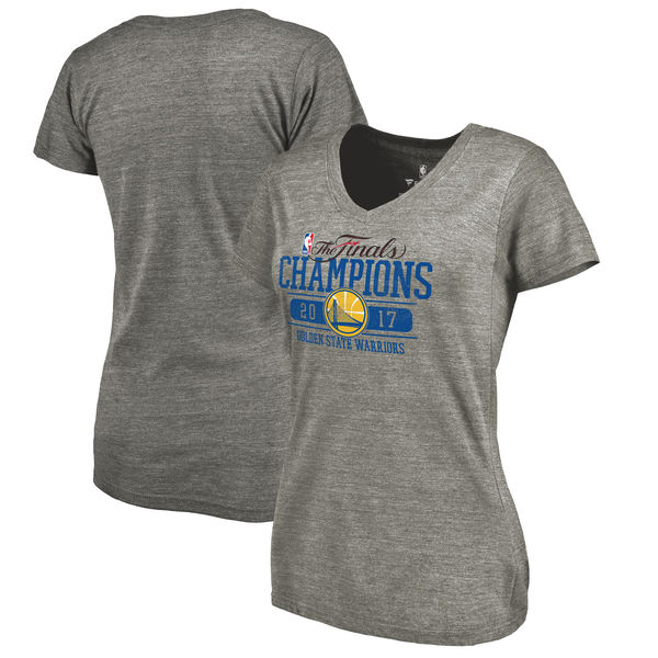 Golden State Warriors Fanatics Branded Womens 2017 NBA Finals Champions Flex Tri-Blend T-Shirt - Heathered Gray