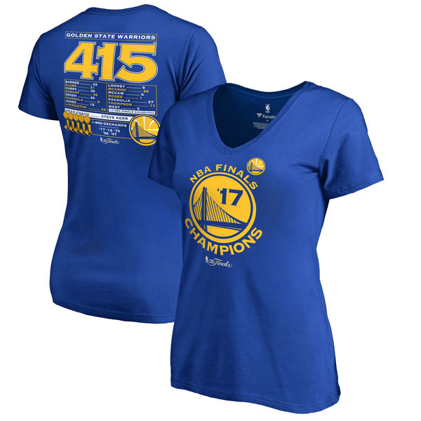 Golden State Warriors Fanatics Branded Womens 2017 NBA Finals Champions Plus Size Dub Nation T-Shirt - Royal 