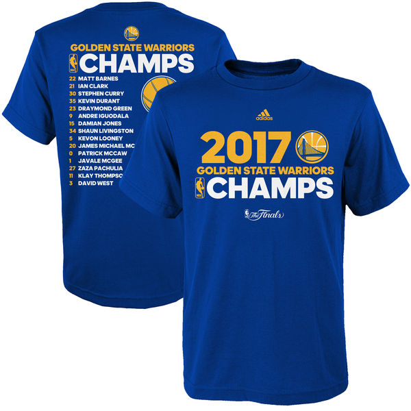 Golden State Warriors adidas Preschool 2017 NBA Finals Champions Team Effort Roster T-Shirt - Royal
