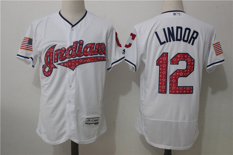 MLB Cleveland Indians #12 Lindor White Elite Jersey