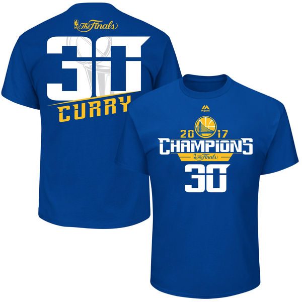 Stephen Curry Golden State Warriors Majestic 2017 NBA Finals Champions Name & Number T-Shirt - Royal