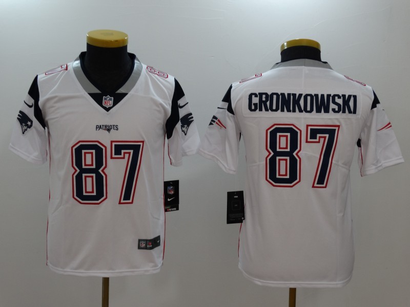 NFL New England Patriots #87 Gronkowski White Color Rush Kids Jersey