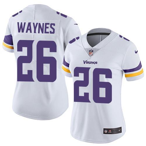 Womens NFL Minnesota Vikings #26 Waynes White Jersey