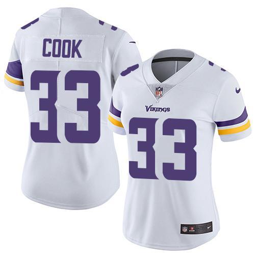 Womens NFL Minnesota Vikings #33 Cook White Jersey