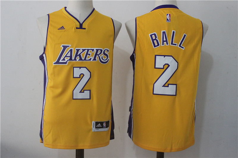 NBA Los Angeles Lakers #2 Ball Yellow Jersey
