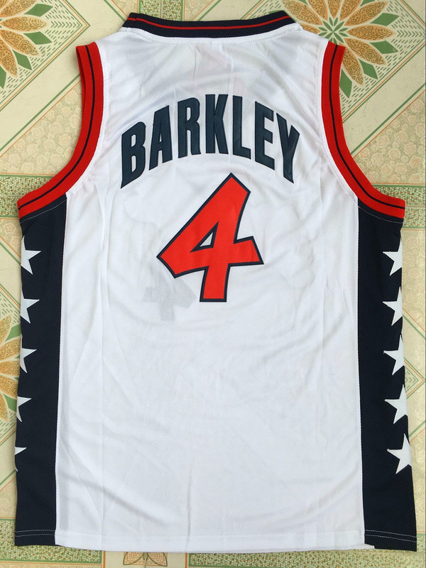 NBA Olympics Team USA Mens #4 Barkley White Stitched Jersey