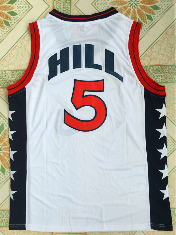 NBA Olympics Team USA Mens #5 Grant Hill White Stitched Jersey
