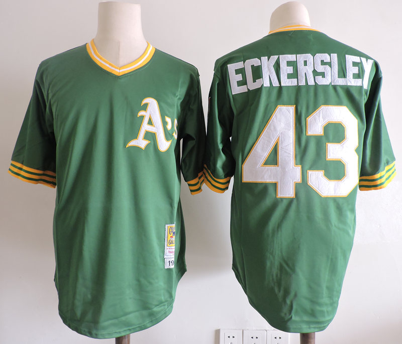 MLB Oakland Athletics #43 Dennis Eckersley Green M&N Jersey