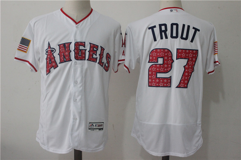 MLB Los Angeles Angels #27 Trout Independence Day Stars & Stripes Elite Jersey