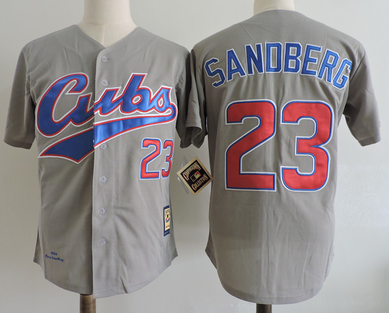 MLB Chicago Cubs #23 Sandberg Grey Throwback Jersey