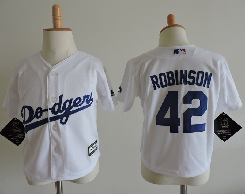MLB Los Angeles Dodgers #42 Robinson Kids White Jersey 2-4T
