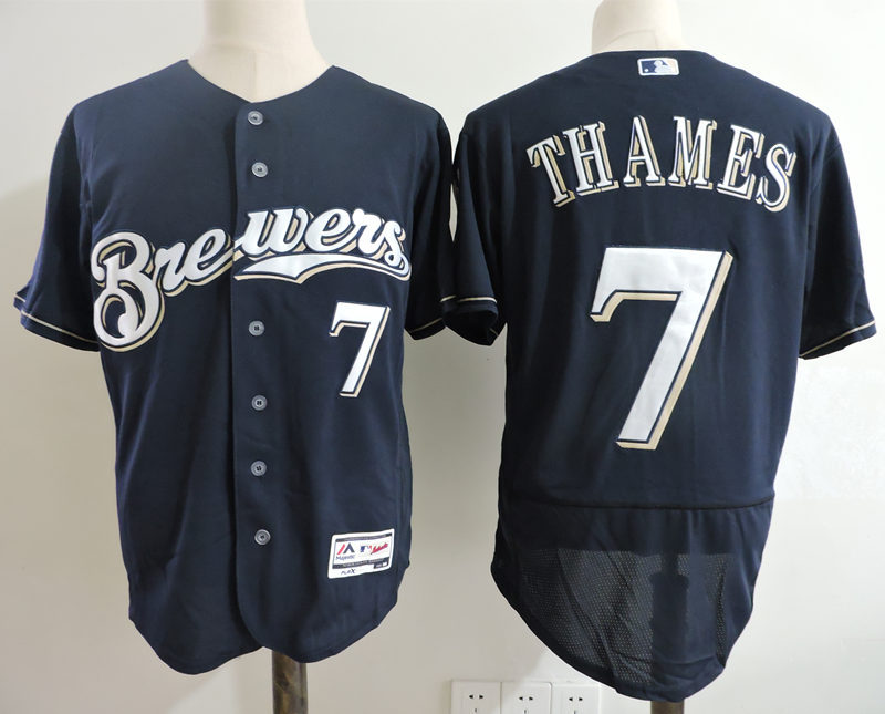 MLB Milwaukee Brewers #7 Thames D.Blue Elite Jersey