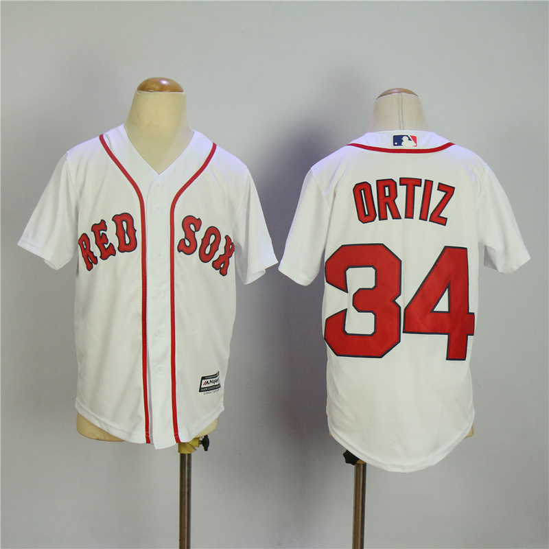 Kids MLB Boston Red Sox #34 Ortiz White Jersey