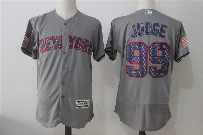 MLB New York Yankees #99 Judge Independence Day Stars & Stripes Elite Grey Jersey