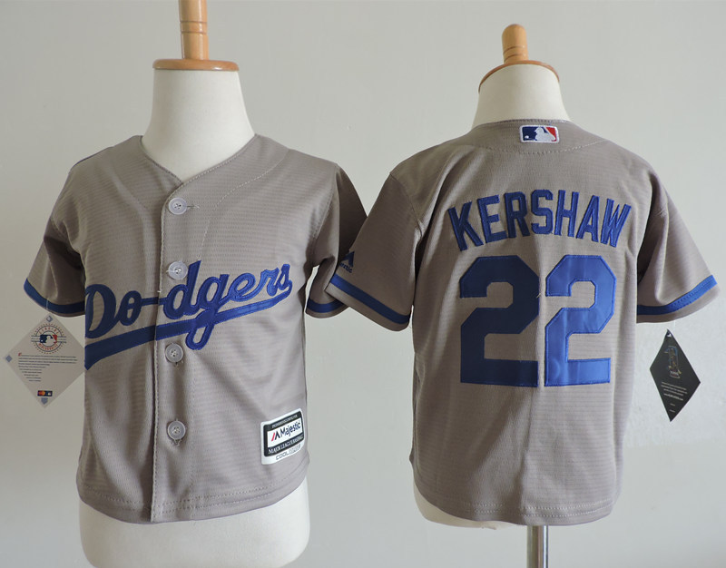 MLB Los Angeles Dodgers #22 Kershaw Kids Grey Jersey 2-4T