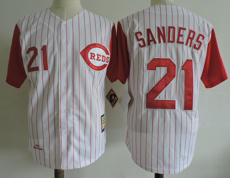 MLB Chicago Cubs #21 Sanders White Throwback Jersey