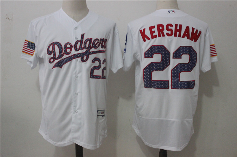 MLB Los Angeles Dodgers #22 Kershaw Independence Day Stars & Stripes White Elite Jersey