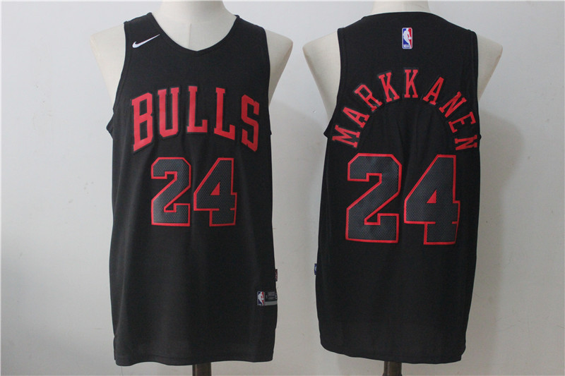 NBA Chicago Bulls #24 Markkanen Black New Jersey