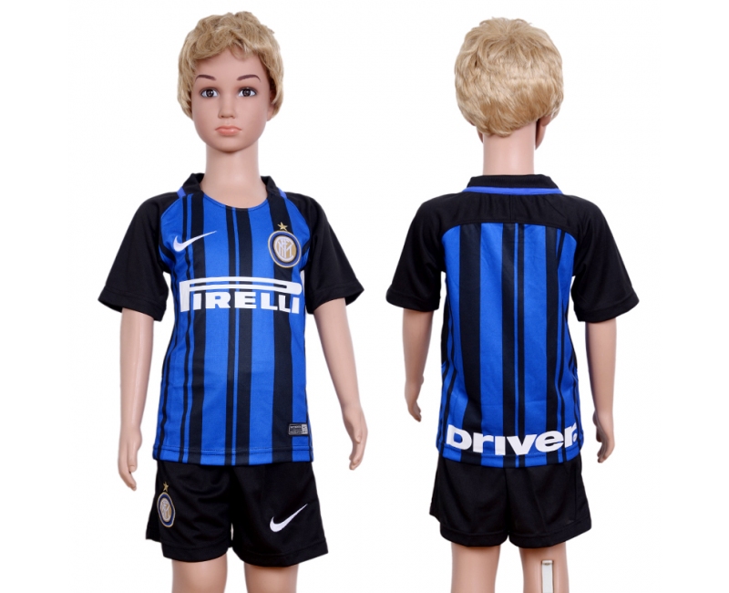 2017 Soccer Inter Milan Blank Home Kids Jersey