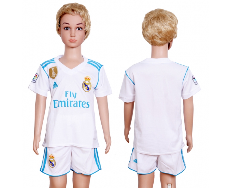 2017 Soccer Real Madrid Blank Home Kids Jersey