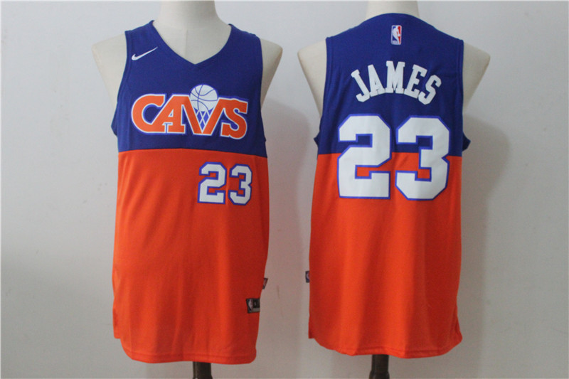 NBA Cleveland Cavaliers #23 James Blue Orange Jersey