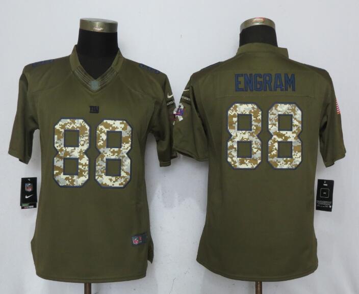 Women New Nike New York Giants 88 Engram Green Salute To Service Limited Jersey 