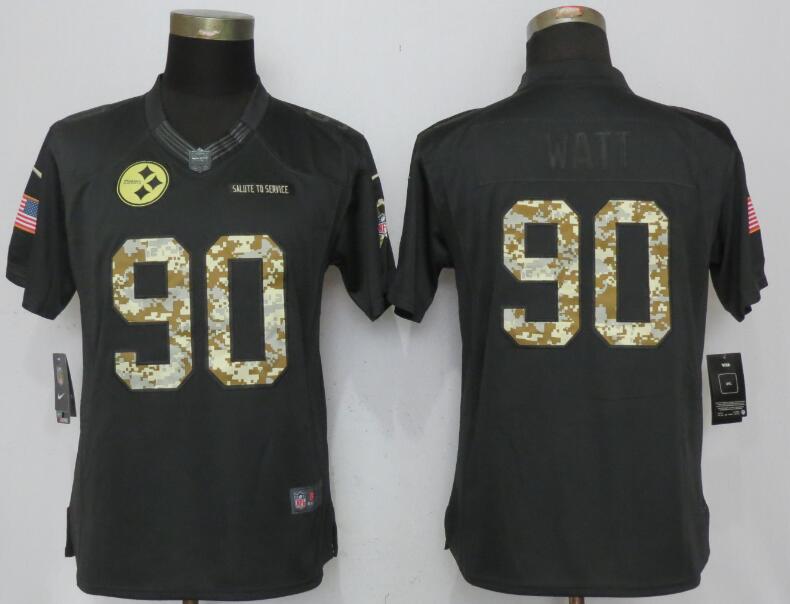 Women NEW Nike Pittsburgh Steelers 90 Watt Anthracite Salute To Service Limited Jersey