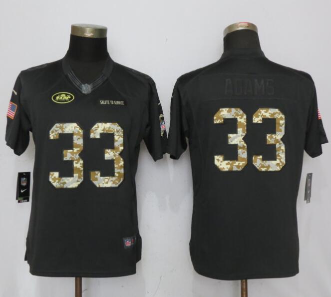 Women Nike New York Jets 33 Adams Anthracite Salute To Service Limited Jersey 