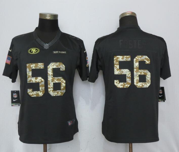 Women New Nike San Francisco 49ers 56 Foster Anthracite Salute To Service Limited Jersey 