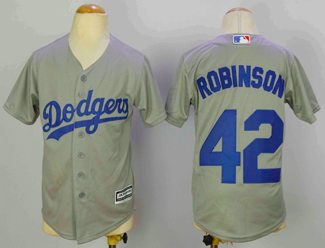 MLB Los Angeles Dodgers #42 Robinson Kids Grey Jersey