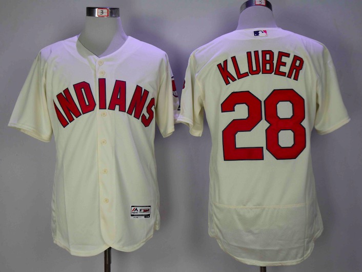 MLB Cleveland Indians #28 Kluber Cream Elite Jersey