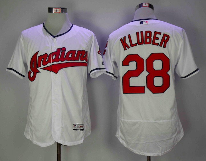 MLB Cleveland Indians #28 Kluber White Elite Jersey